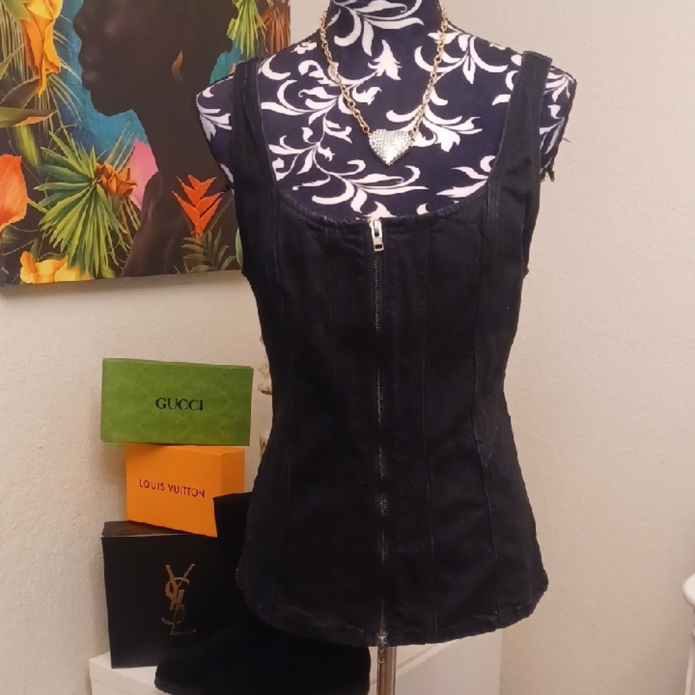 Universal Thread Black Jean Top with Zipper